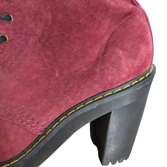 Dr Martens Kendra Platform Heeled Lace Up Boots Size 11 Wine Red Combat Leather - Picture 5 of 14